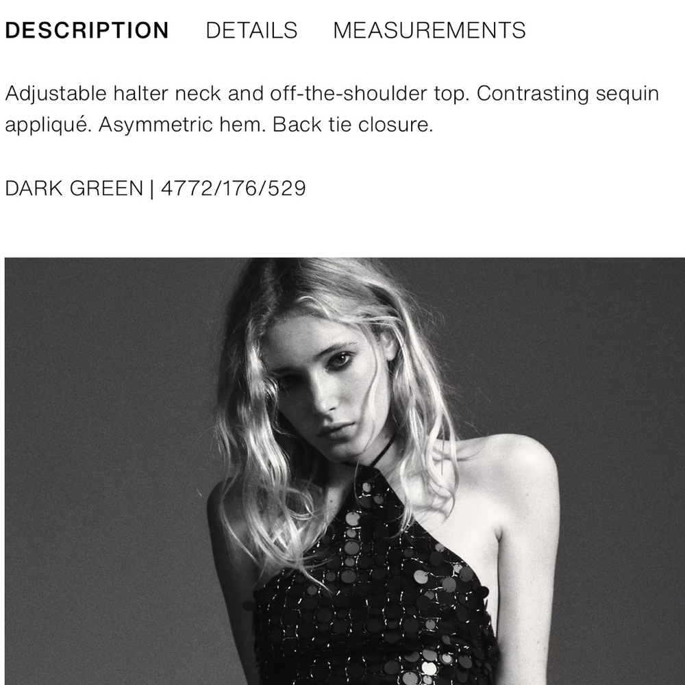 ZARA NWT M Dark Green Sequin Halter Top Asymmetrical Party Festival - Picture 8 of 11